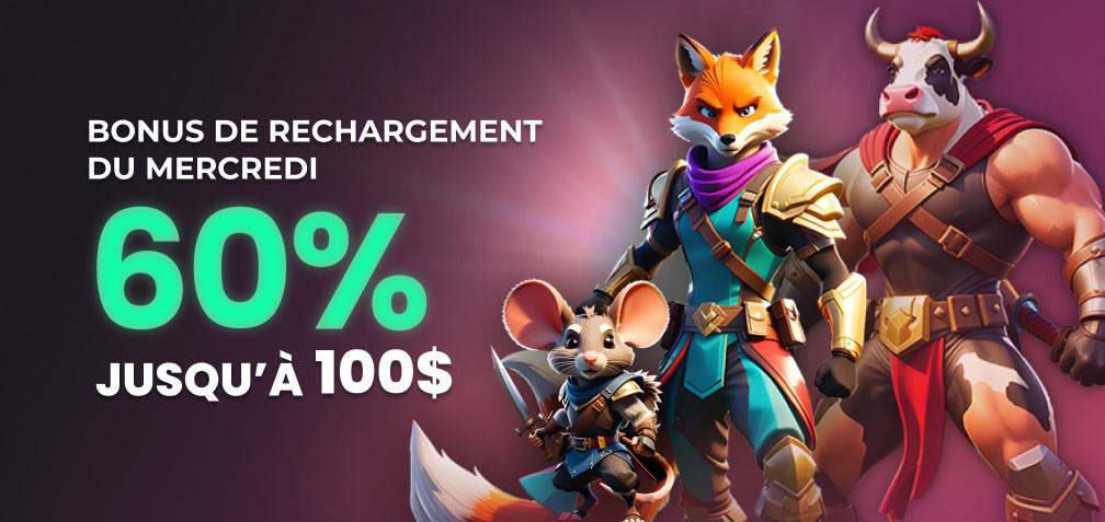 60% up to $100 Wednesday Casino Bonus