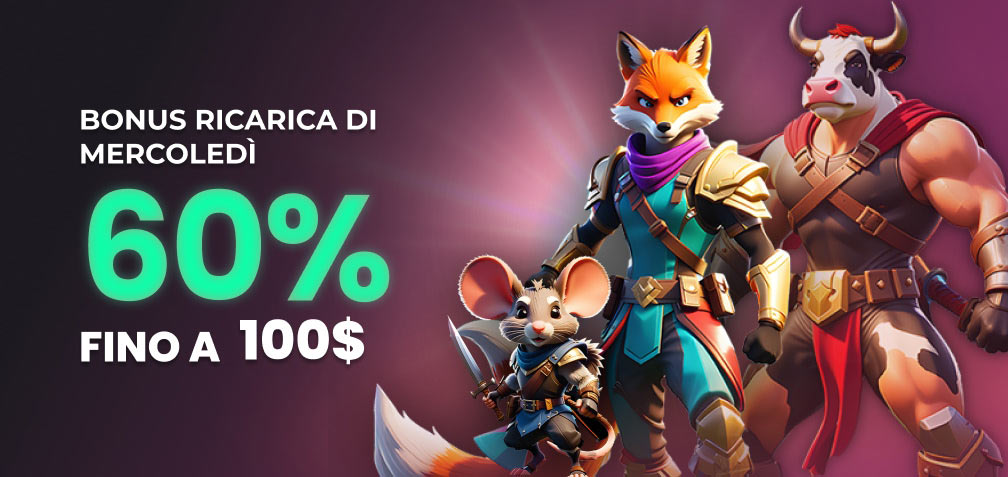 60% fino a 100 $ Bonus Casino del Mercoledì