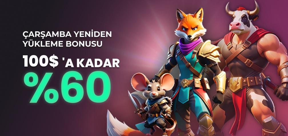 60'a kadar 100$ Çarşamba Yeniden Yükleme Bonusu